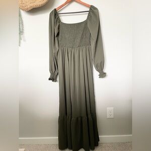 Forest Green Square Neck Maxi Dress